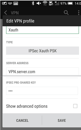 скриншот профиля Android VPN