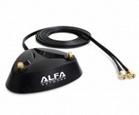 Магнитное крепление для 2-х антенн RP-SMA с кабелем 2м ALFA Network ARS-AS02T - фото